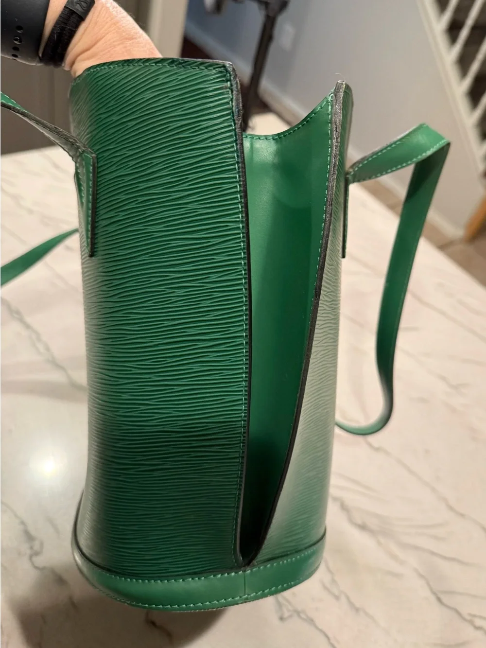Louis Vuitton Saint Jacques PM Green Epi Leather Tote Shoulder Bag Authentic